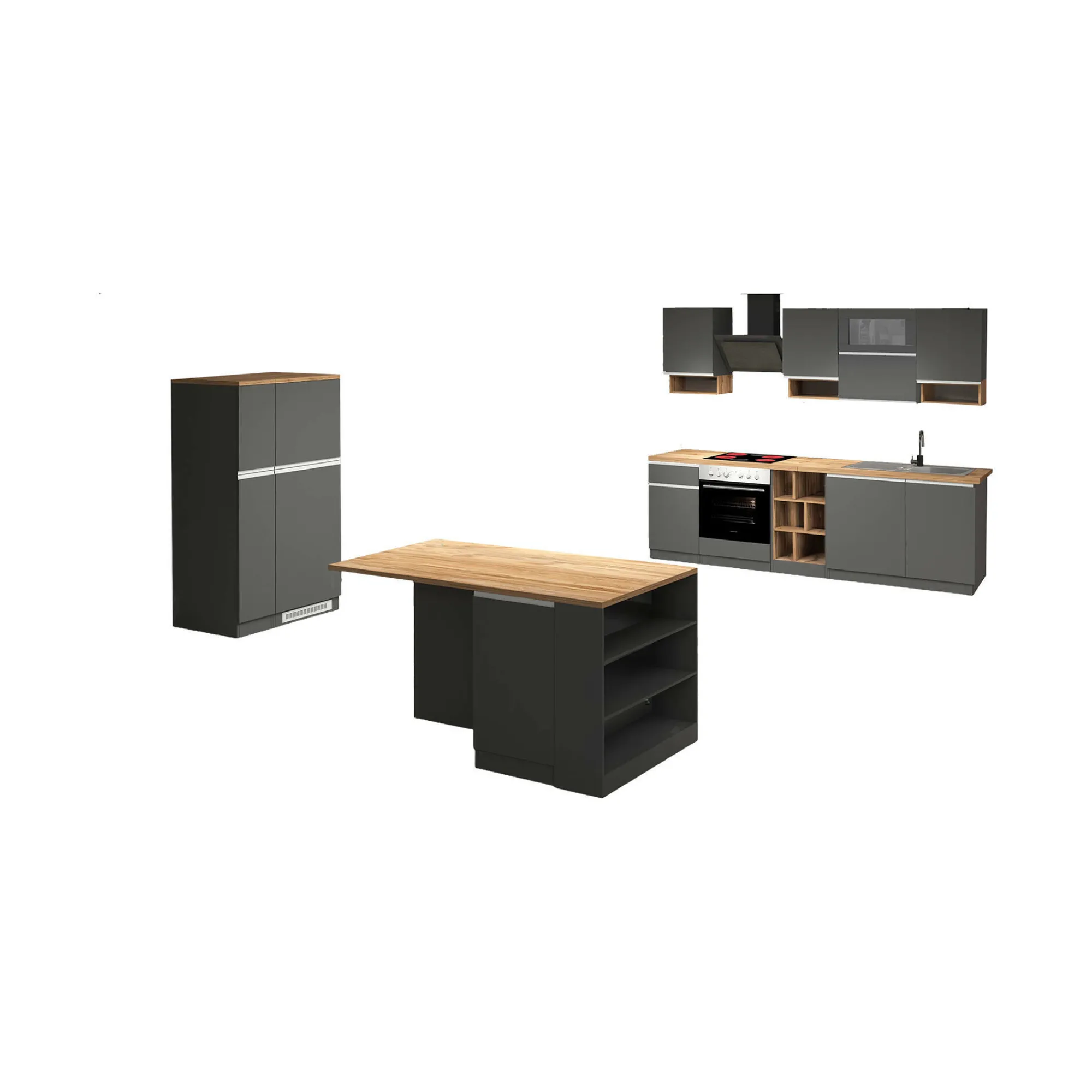 Cucina completa Appiah, 100% Made in Italy, Antracite e Rovere<Dmora Best Sale