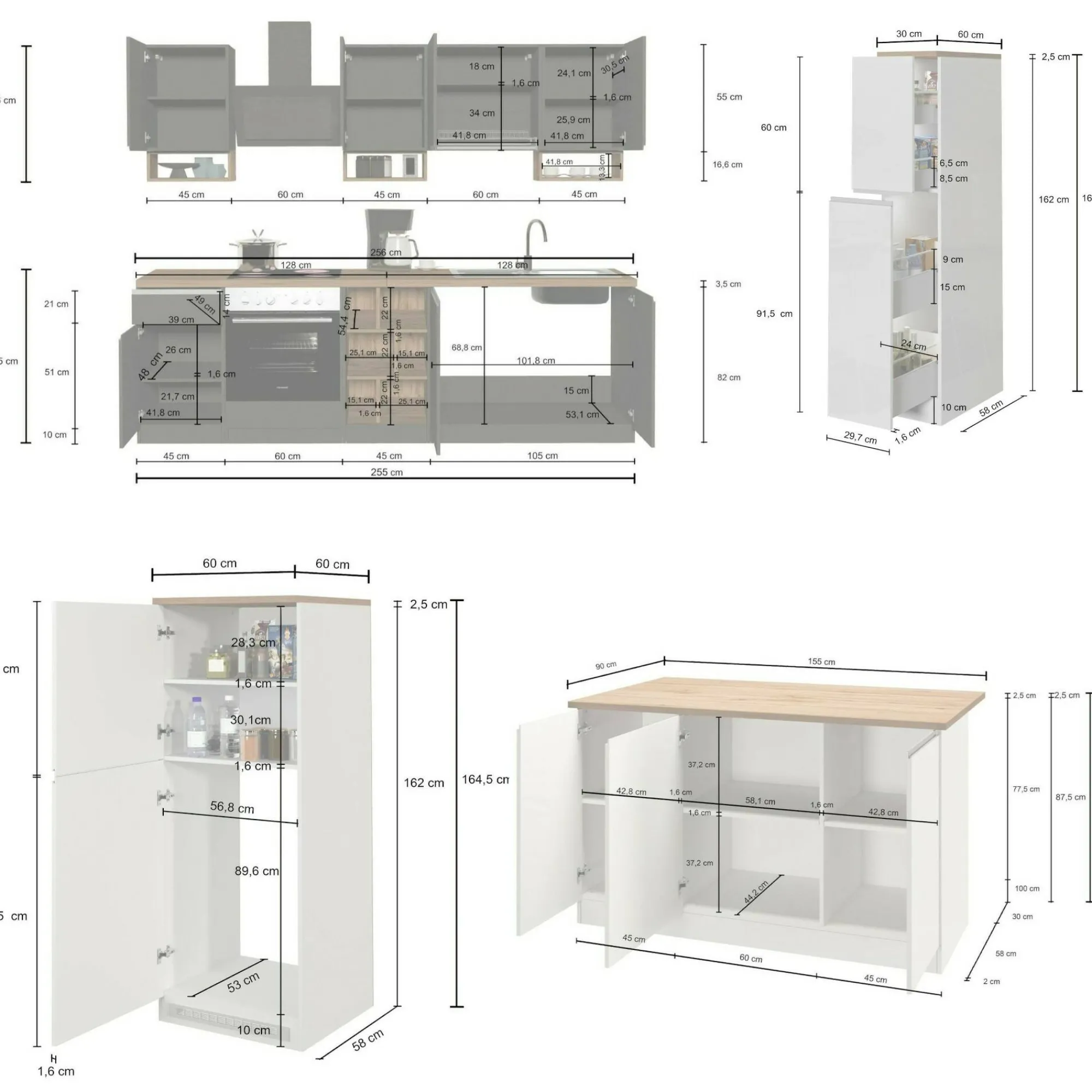 Cucina completa Arlo, 100% Made in Italy, Antracite e Ardesia<Dmora Online