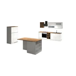 Cucina completa Armend, 100% Made in Italy, Bianco lucido e Rovere<Dmora Flash Sale