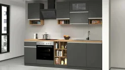 Cucina completa Attiko, 255x60h85 cm, Antracite e Rovere<Dmora Online