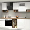 Cucina completa Attiko, 255x60h85 cm, Bianco lucido e Rovere<Dmora Cheap