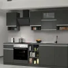 Cucina completa Attiko, 255x60h85 cm, Antracite e Ardesia<Dmora Fashion