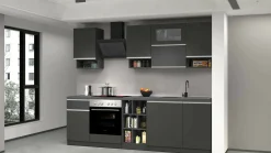 Cucina completa Attiko, 255x60h85 cm, Antracite e Ardesia<Dmora Fashion