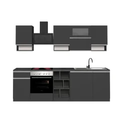 Cucina completa Attiko, 255x60h85 cm, Antracite e Ardesia<Dmora Fashion
