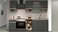 Cucina completa Attiko, 255x60h85 cm, Antracite e Rovere<Dmora Online