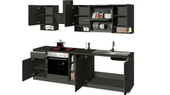 Cucina completa Attiko, 255x60h85 cm, Antracite e Ardesia<Dmora Fashion