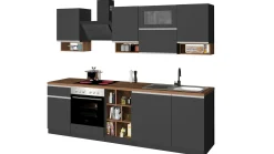 Cucina completa Attiko, 255x60h85 cm, Antracite e Rovere<Dmora Online