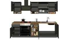 Cucina completa Attiko, 255x60h85 cm, Antracite e Rovere<Dmora Online