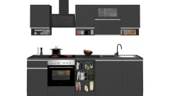 Cucina completa Attiko, 255x60h85 cm, Antracite e Ardesia<Dmora Fashion