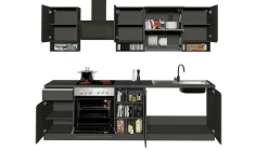 Cucina completa Attiko, 255x60h85 cm, Antracite e Ardesia<Dmora Fashion