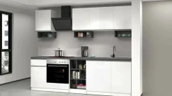 Cucina completa Attimis, 255x60h85 cm, Bianco lucido e Ardesia<Dmora Cheap