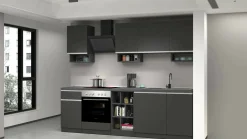 Cucina completa Attimis, 255x60h85 cm, Antracite e Ardesia<Dmora Sale