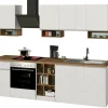 Cucina completa Attimis, 255x60h85 cm, Bianco lucido e Rovere<Dmora Flash Sale