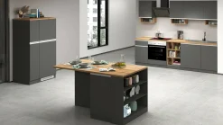 Cucina completa Attimis, 255x60h85 cm, Antracite e Rovere<Dmora Cheap