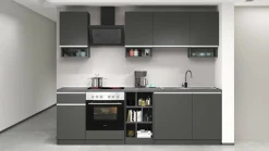 Cucina completa Attimis, 255x60h85 cm, Antracite e Ardesia<Dmora Sale