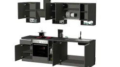 Cucina completa Attimis, 255x60h85 cm, Antracite e Ardesia<Dmora Sale