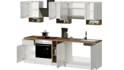 Cucina completa Attimis, 255x60h85 cm, Bianco lucido e Rovere<Dmora Flash Sale