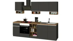 Cucina completa Attimis, 255x60h85 cm, Antracite e Rovere<Dmora Cheap
