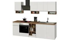 Cucina completa Attimis, 255x60h85 cm, Bianco lucido e Rovere<Dmora Flash Sale