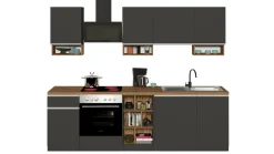 Cucina completa Attimis, 255x60h85 cm, Antracite e Rovere<Dmora Cheap