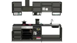 Cucina completa Attimis, 255x60h85 cm, Antracite e Ardesia<Dmora Sale