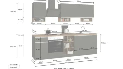 Cucina completa Attimis, 255x60h85 cm, Antracite e Rovere<Dmora Cheap