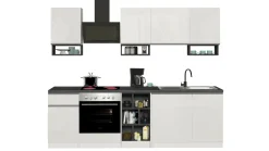 Cucina completa Attimis, 255x60h85 cm, Bianco lucido e Ardesia<Dmora Cheap