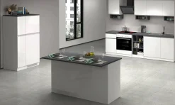 Cucina completa Balme, 100% Made in Italy, Bianco lucido e Ardesia<Dmora Store