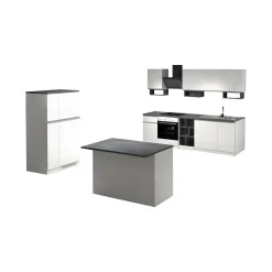 Cucina completa Balme, 100% Made in Italy, Bianco lucido e Ardesia<Dmora Sale