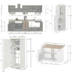 Cucina completa Balme, 100% Made in Italy, Bianco lucido e Ardesia<Dmora Sale