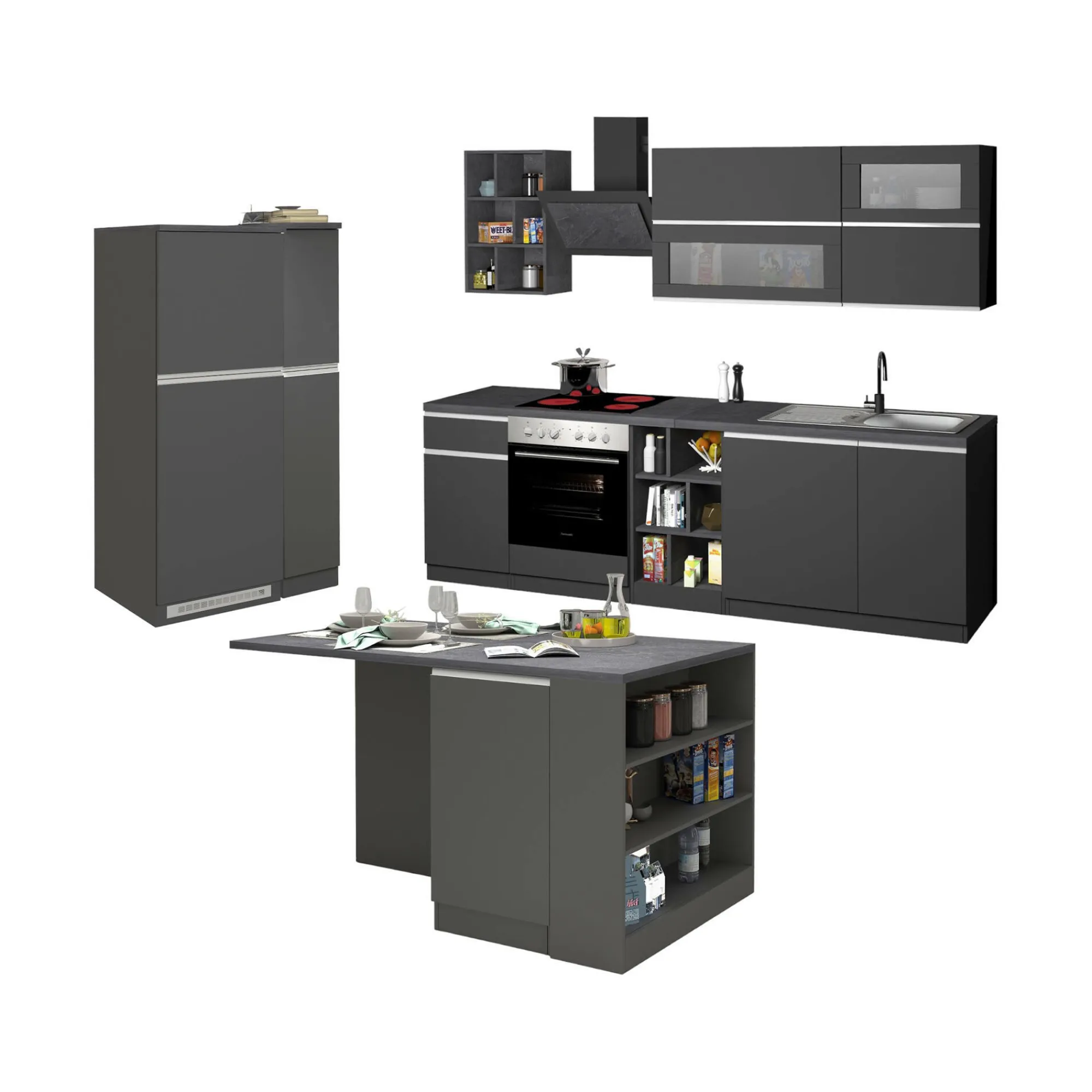 Cucina completa Dancelott, 100% Made in Italy, Antracite e Ardesia<Dmora Best