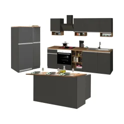 Cucina completa Danderso, 100% Made in Italy, Antracite e Rovere<Dmora Online