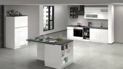 Cucina completa Dantenucc, 100% Made in Italy, Bianco lucido e Ardesia<Dmora Cheap