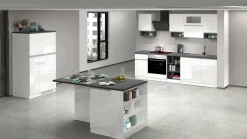 Cucina completa Dantenucc, 100% Made in Italy, Bianco lucido e Ardesia<Dmora Flash Sale