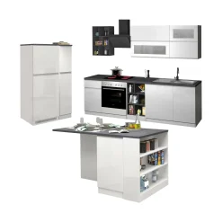 Cucina completa Dantenucc, 100% Made in Italy, Bianco lucido e Ardesia<Dmora Cheap