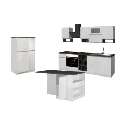 Cucina completa Dantenucc, 100% Made in Italy, Bianco lucido e Ardesia<Dmora Flash Sale