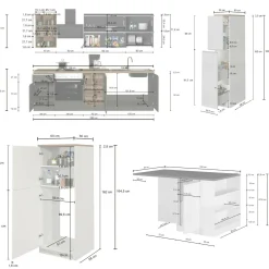 Cucina completa Dantenucc, 100% Made in Italy, Bianco lucido e Ardesia<Dmora Cheap