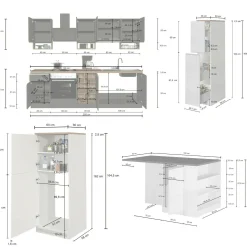 Cucina completa Dantenucc, 100% Made in Italy, Bianco lucido e Ardesia<Dmora Cheap