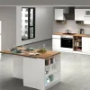 Cucina completa Daquilant, 100% Made in Italy, Bianco lucido e Rovere<Dmora Cheap