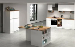 Cucina completa Daquilant, 100% Made in Italy, Bianco lucido e Rovere<Dmora Flash Sale