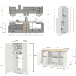 Cucina completa Daquilant, 100% Made in Italy, Bianco lucido e Rovere<Dmora Outlet
