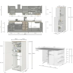 Cucina completa Daquilant, 100% Made in Italy, Bianco lucido e Rovere<Dmora Cheap
