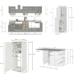 Cucina completa Daquilant, 100% Made in Italy, Bianco lucido e Rovere<Dmora Flash Sale