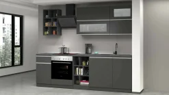 Cucina completa Fonti, 255x60h85 cm, Antracite e Ardesia<Dmora Sale