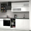 Cucina completa Fonti, 255x60h85 cm, Bianco lucido e Ardesia<Dmora Flash Sale