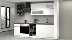 Cucina completa Fonti, 255x60h85 cm, Bianco lucido e Ardesia<Dmora Flash Sale