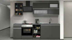 Cucina completa Fonti, 255x60h85 cm, Antracite e Ardesia<Dmora Sale