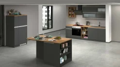 Cucina completa Fonti, 255x60h85 cm, Antracite e Rovere<Dmora Store
