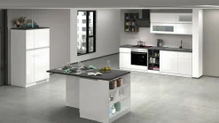 Cucina completa Fonti, 255x60h85 cm, Bianco lucido e Ardesia<Dmora Flash Sale