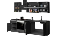 Cucina completa Fonti, 255x60h85 cm, Antracite e Ardesia<Dmora Sale